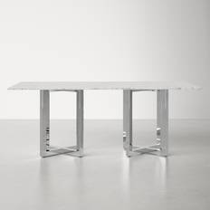 Rectangle - Stone Dining Tables AllModern Dern Stone Gray/Silver Dining Table 40x78"