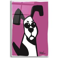 Trinx Dog On Purple/Black/White Wall Decor 12x16"