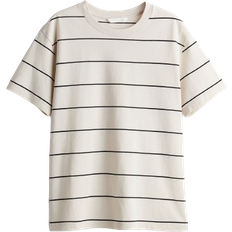 H&M Straight Cut T-shirt - Light Beige/Striped