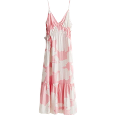 Drawstring-Detail Maxi Dress - Light Pink/Floral