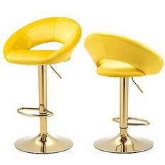 Brass Bar Stools Simplie Fun Adjustable Modern Yellow Bar Stool 43.7" 2