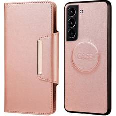 Samsung Galaxy S21 FE Mobiletuier Skalo Samsung S21 FE DOLIZMA 2 i 1 magnetisk pungetui Rosa guld