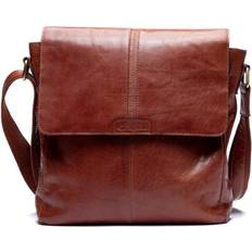 Springfield Stor Crossover Skulderveske I Skinn Med Klaff Cognac