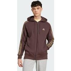 Homme - Marron Pulls Adidas Sweatshirt Zippé Essentials 3-Stripes - Shadow Brown