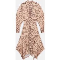 Midi Dresses - Natural Stella McCartney Tiger Print Puff Sleeve Midi Dress, Woman, Natural tiger print