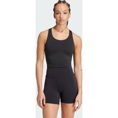 Yoga Tank Tops Adidas All Me Medium-Support Long Line Bra Tank Top Black D-DD