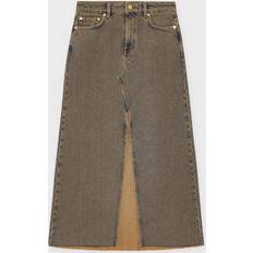 Ganni Nederdele Ganni Overdyed Heavy Denim Maxi Skirt Shitake