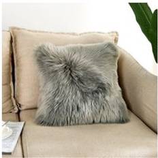 Cushion Covers on sale Living and Home Fluffy Faux Wool Cushion Cover Grey