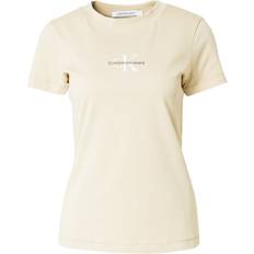 Calvin Klein Jeans Women's MONOLOGO Slim TEE J20J223563 S/S T-Shirt, Pale Khaki