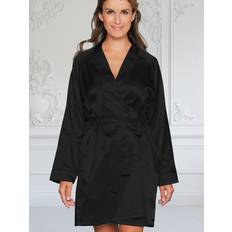 Lady Avenue Badjassen Lady Avenue Satin Short Kimono - Zwart