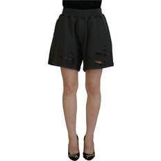 DSquared2 Women Shorts DSquared2 Black Cotton Mid Waist Tattered Tapered Shorts IT38