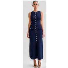 Sawyer Sleeveless Buttoned Maxi Dress Navy