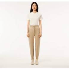 Lacoste Beige Trousers Lacoste Fleece Cotton Tapered Track Pants Beige