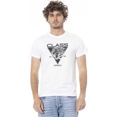 Cavalli Class Hvid Bomuld T-Shirt Color_Hvid, Herre, Hvid, L, M, new-with-tags, T-shirts, T-Shirts Men Clothing, White