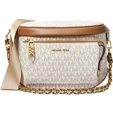 Michael Kors Beige Handtaschen Michael Kors Slater Medium Signature Logo Sling Pack - Vanilla/Acorn