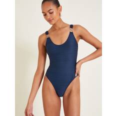 Silver Swimsuits Monsoon Suzie Ribbed Swimsuit, Navy