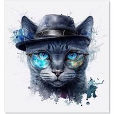 Blue Splash Guards Warren Reed Russian Blue Cat With Kitchen Splash Guard