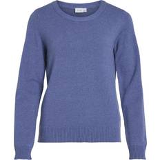 Vila Tröja L/S O-Neck Knit Top Blå