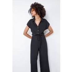 Ribbed Jumpsuits & Overalls Roman Plain Ribbed Stretch Jersey Jumpsuit Black