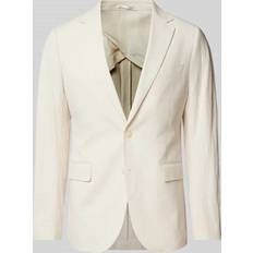 Slim Suits Mango Striped seersucker cotton slim-fit suit blazer beige Men