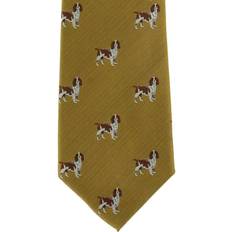 Gold Ties Michelsons of London Beagle Silk Tie Gold