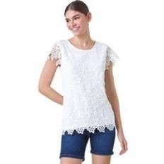 Lace Tops Roman Floral Lace Sleeveless Top Ivory