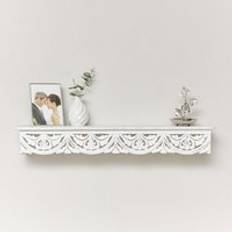 White Wall Shelves Melody Maison Large White Carved Boho Wall Shelf