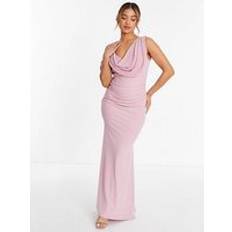 Quiz Petite Asymmetric Cowl Neck Maxi Dress Pink