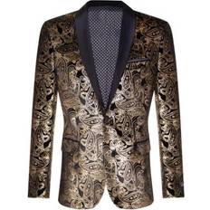 Gold Suits Truclothing Classic Paisley Velvet Tuxedo Dinner Jacket TailoFit Blazer True Black 50R