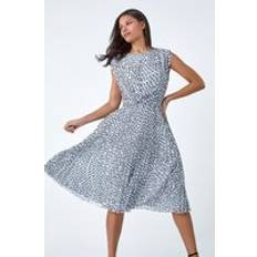 Pleats - Women Clothing Roman Geometric Twist Detail Pleated Dress Ivory