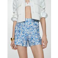 Blumen - Damen Shorts Mango Shorts 'CONCHA' blau hellblau weiß