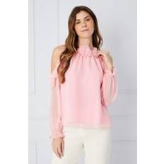 Long Sleeves Blouses Wallis Corsage Cold Shoulder Blouse Pink