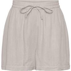 Pieces Mastina Cotton High Waisted Shorts - Silver Grey