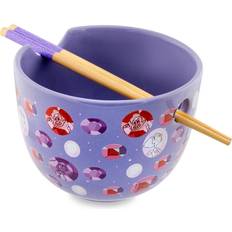 Violet Assiettes à Dessert Silver Buffalo Crystal Gems 20-Ounce Ceramic Ramen Bowl and Chopstick Set Assiette à Dessert