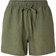 Selected Nainen Shortsit Selected Linen Shorts - Vihreä