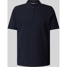 Maerz Herren Zip-Polo blau Baumwoll-Piqué