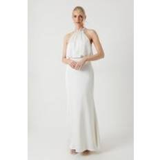 Long Dresses - Rayon Coast trim halter satin wedding dress