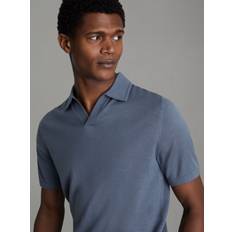 Man - Merinowol Polo's Reiss Duchie Slim Fit Polo Van Wol - Staalblauw