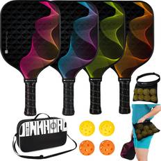 Pickleball Sets Dinkhiiro Pickleball-Paddles-Set of 4 with Balls, Racquet Bag, Waist Ball Holder Pickle-Ball-Raquette-Set of 4 for Adults, Kids, Beginners, Intermediates Pickle-Ball Equipment and Accessories