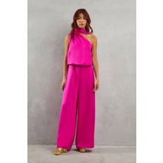 Pink Jumpsuits & Overalls Warehouse one shoulder drop waist satin wide leg jumpsuit