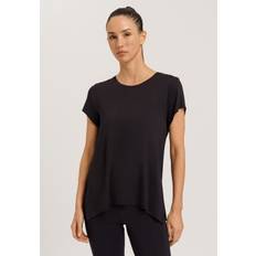 Einfarbig - Schwarz Schlafanzüge Hanro Shirt kurzarm black beauty