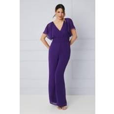 Purple - Women Jumpsuits & Overalls Wallis Shirred Angel Sleeve Jumpsuit Purple