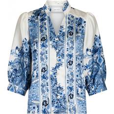 Blå Bluser Neo Noir Forudbestilling Roselle Paisley Border Blouse Bright Blue blå 44/XXL