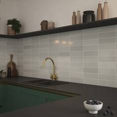 Tiles Mayfair Light Grey Gloss Ceramic Indoor Tile, Pack Of 54, L245mm W75mm One