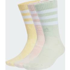 Adidas Linen Underwear adidas 3-Stripes Stonewash Crew Socks Pairs Sandy Pink Linen Green Almost Yellow 4.5-5.5
