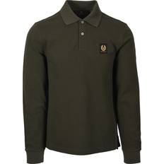 Green - Men Polo Shirts Belstaff Men's Long Sleeved Polo Tile Green