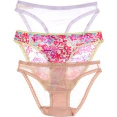 Women Bikini Sets On Gossamer Mesh Hip Bikini Underwear Pack BrightBlooms/OrchidPetal