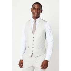 Linen Suits Burton Linen Blend Slim Fit Waistcoat Pale Grey