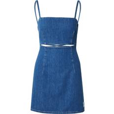 Calvin Klein Dame Kjoler Calvin Klein Tie Back Denim Mini Dress Denim