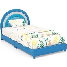 Bed Frames Costway Twin Bed Frame with Height-Adjustable Headboard